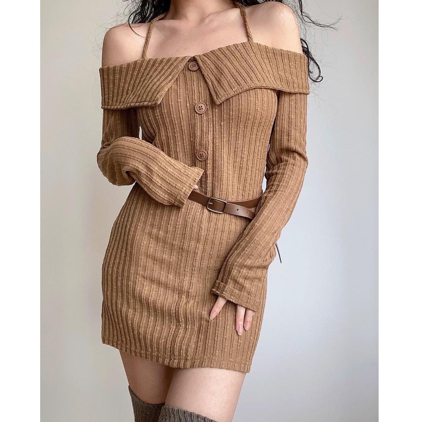 Aliz Off Shoulder Long Sleeve Dress