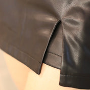 V Slit Leather Skirt