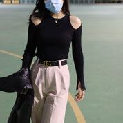 Bennett Shoulder Cut Long Sleeve Top