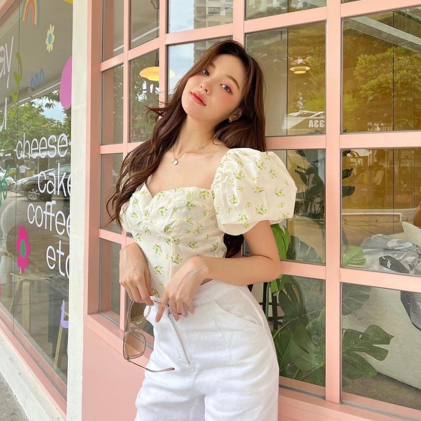 Kimora Puff Sleeve Floral Crop Top