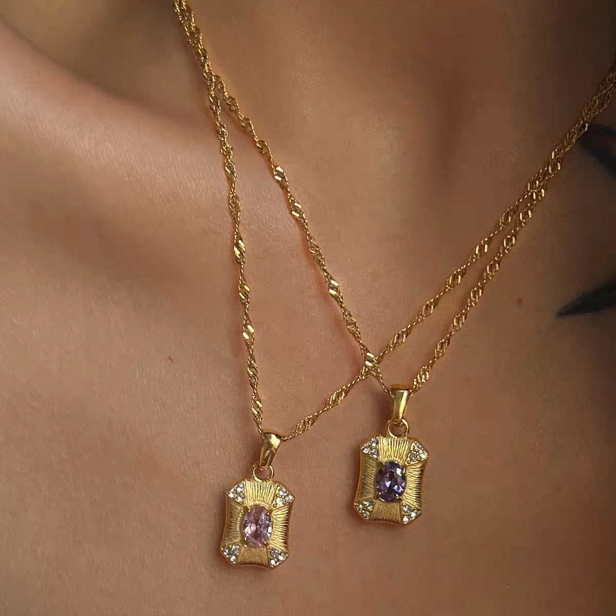 Squared Abigail Gem Necklace