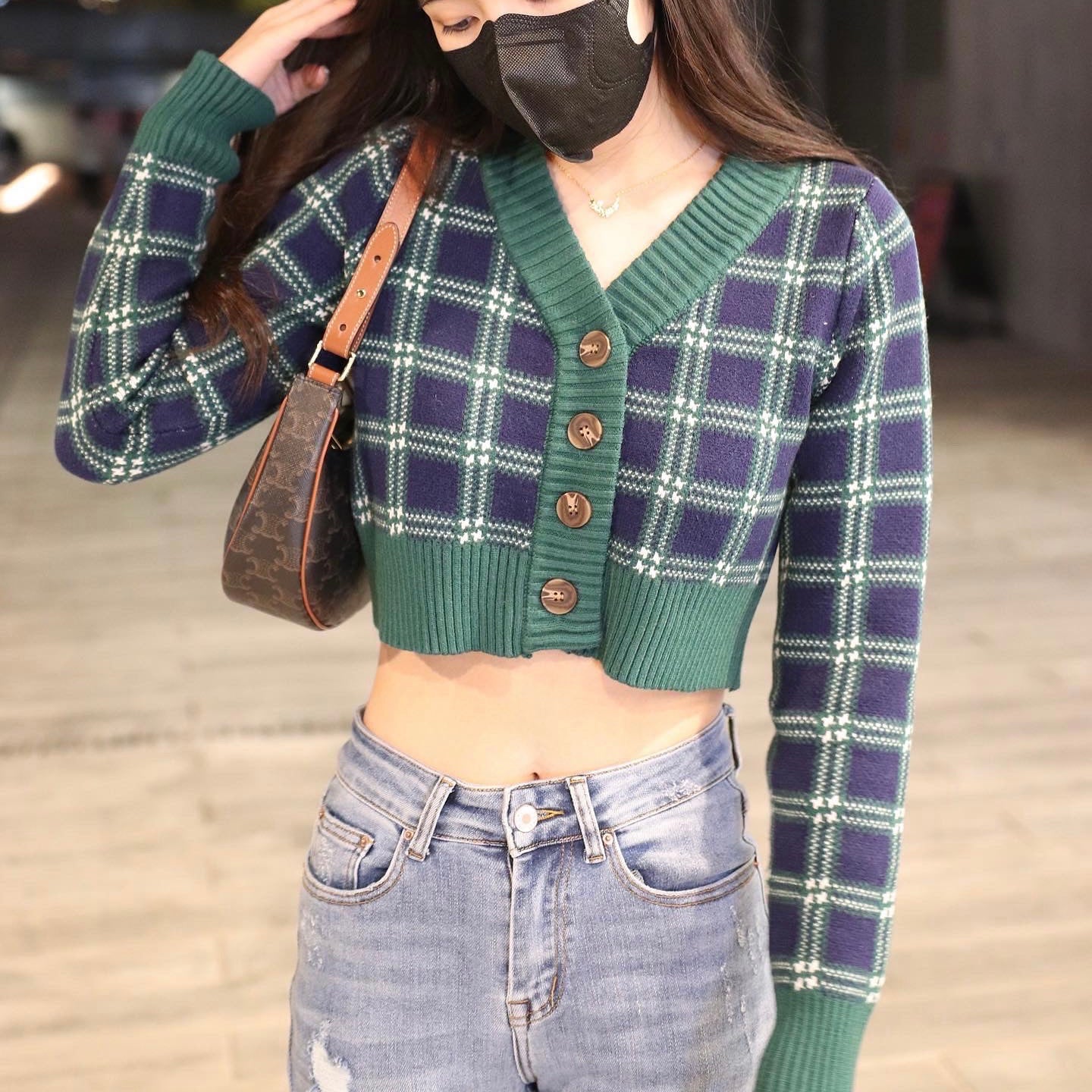 Bray Button Front Green Crop Cardigan