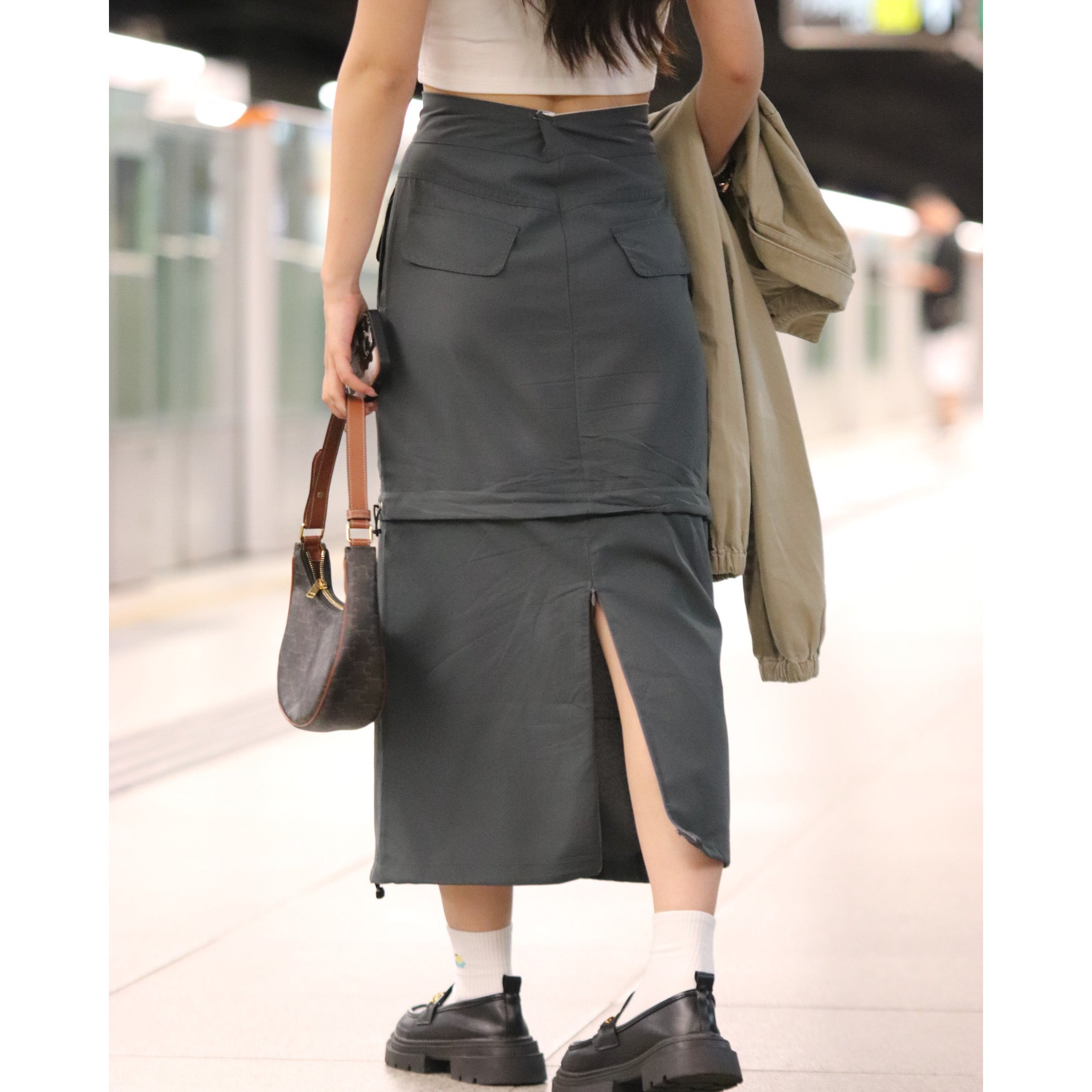 Jailene Solid Cargo Skirt