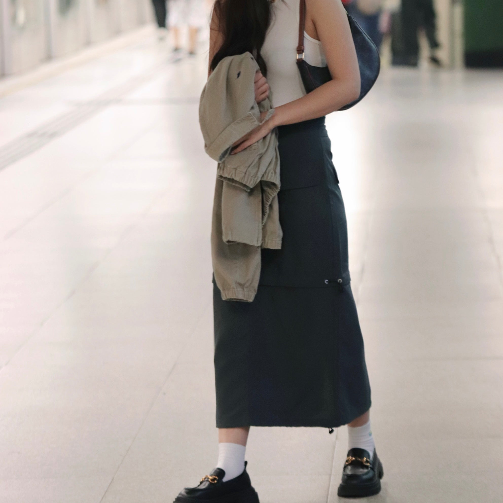 Jailene Solid Cargo Skirt