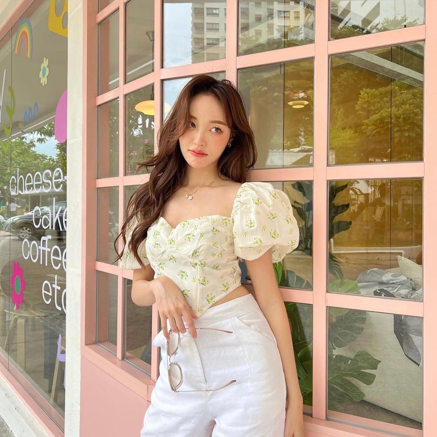 Kimora Puff Sleeve Floral Crop Top