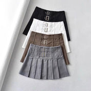 Fianna Solid Pleated Skirt
