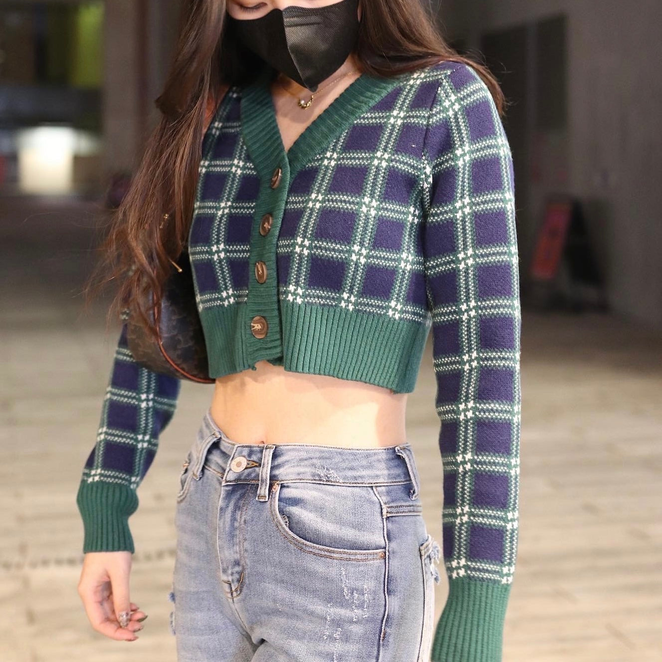Bray Button Front Green Crop Cardigan