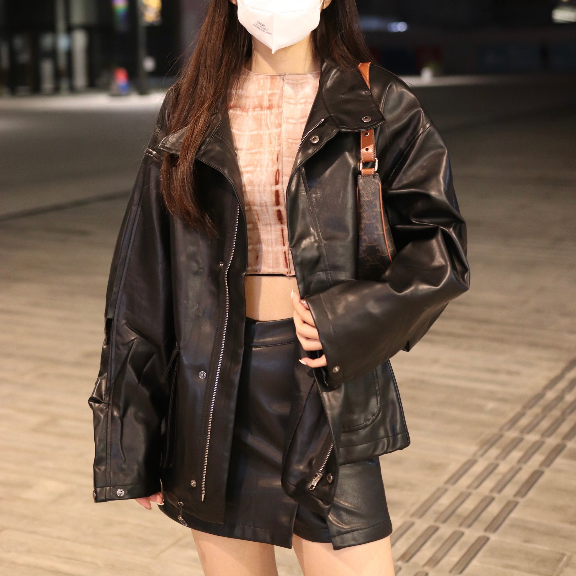 Oversized Pocket Leather Jacket
