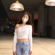 Delilah Single Shoulder Long Sleeve Crop Top