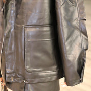 Oversized Pocket Leather Jacket