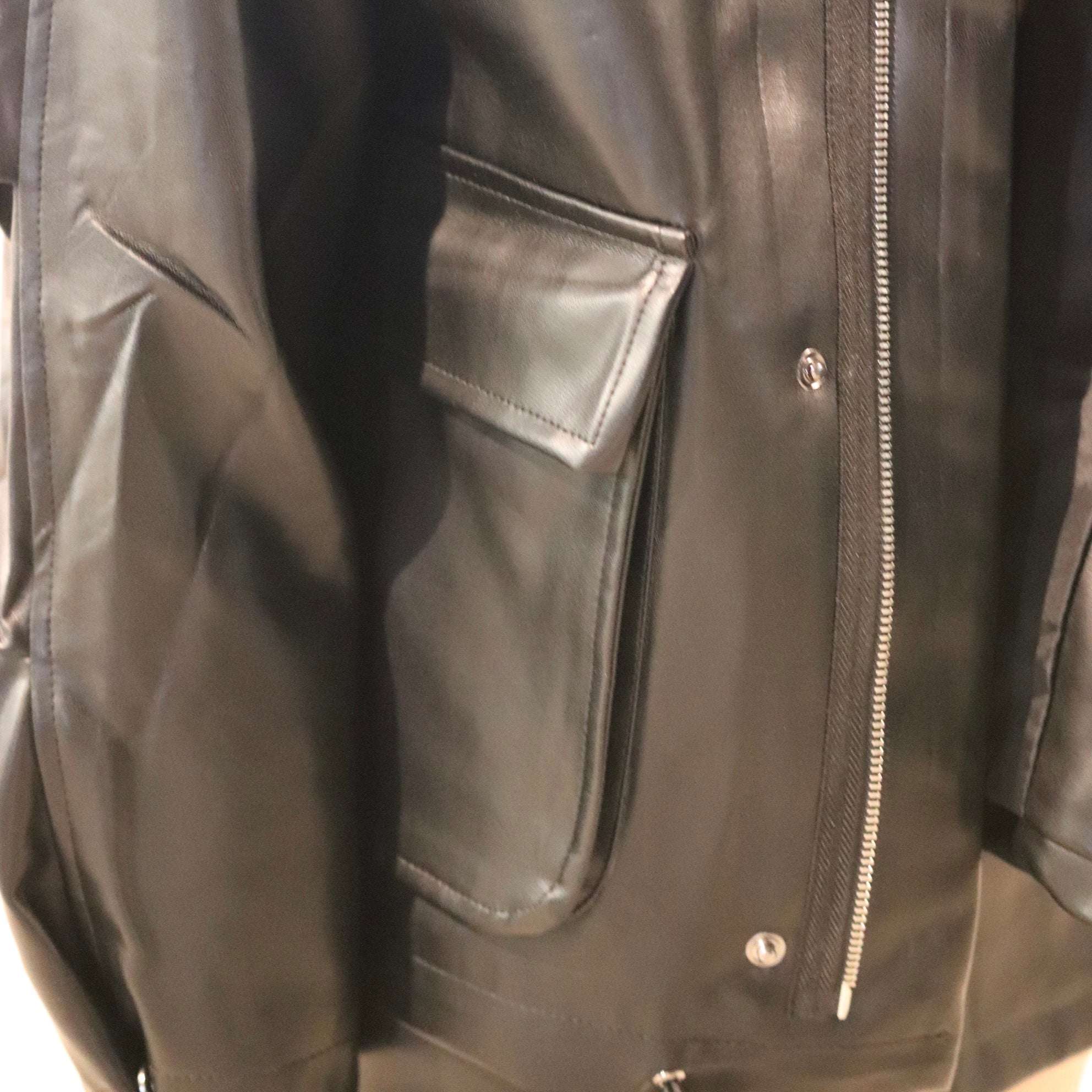 Oversized Pocket Leather Jacket