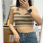 #T009 - Striped Knitted Halter Top