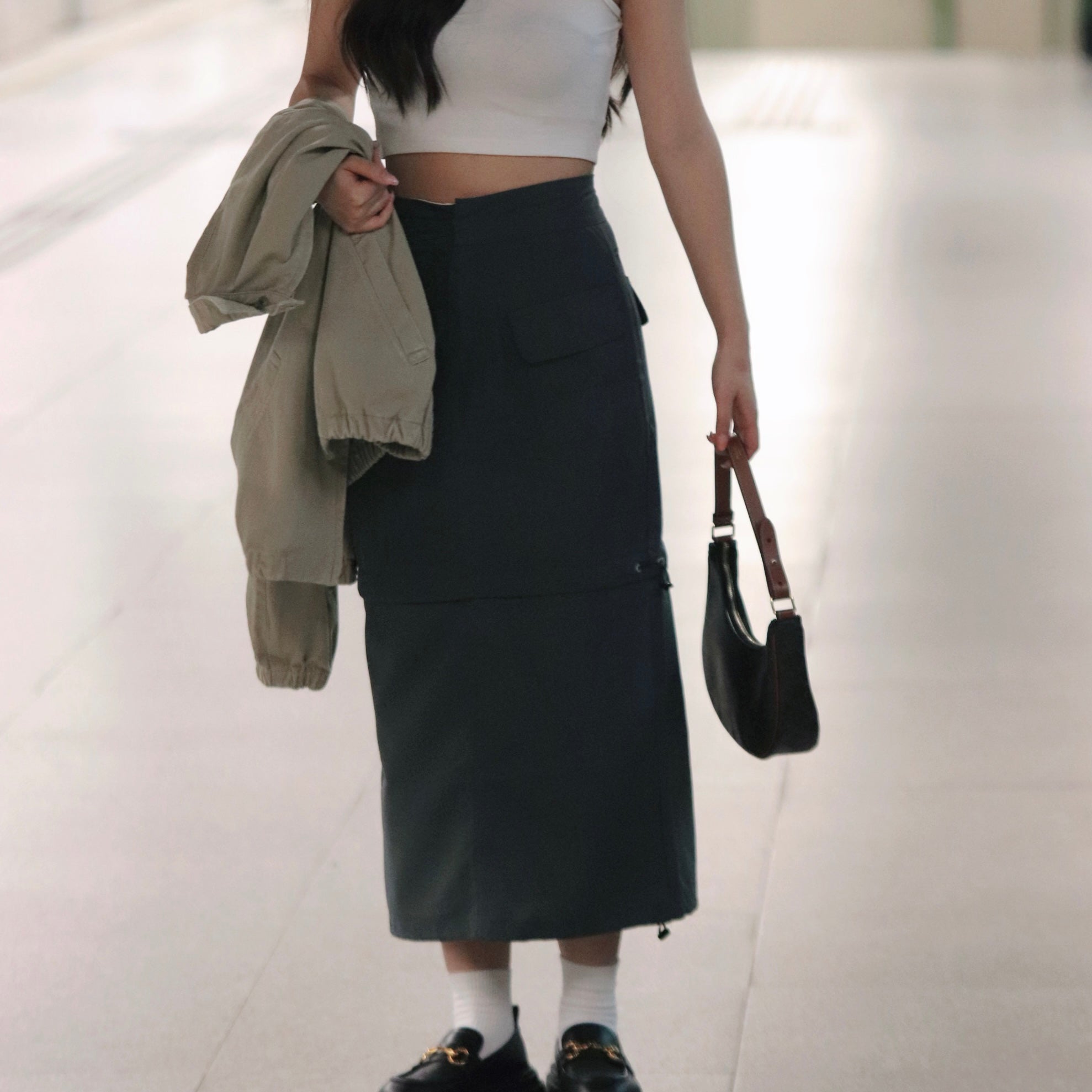 Jailene Solid Cargo Skirt